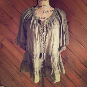 J Jill Gauze Bohemian Embroidered Peasant Blouse